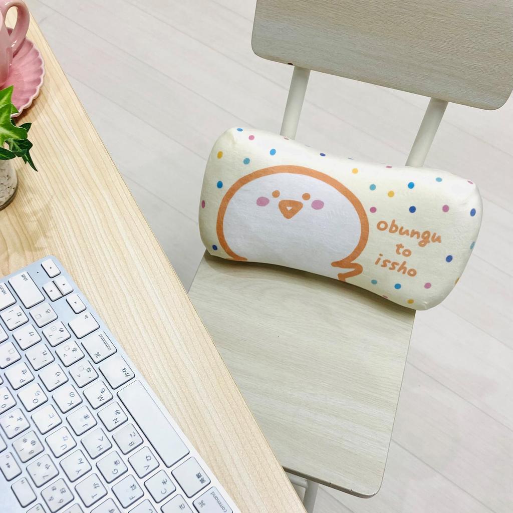 MORIPiLO с канцелярскими принадлежностями, подушка из пены с эффектом памяти 16x33x8 см, подушка для поддержки талии и спины, мягкая игрушка, желтая Morishita 4621551