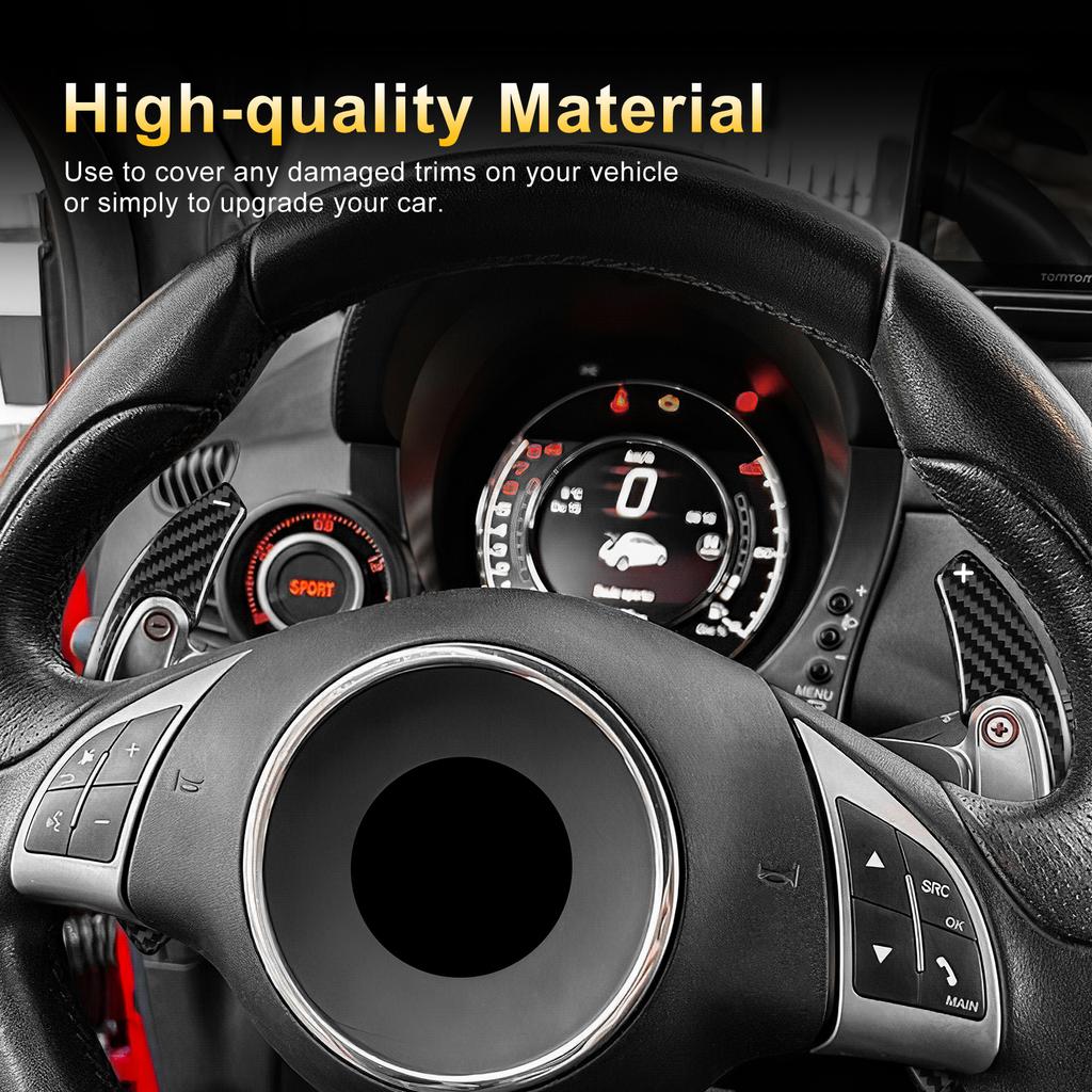 For Abarth 595 695 2012-2024 Hard Carbon Fiber Steering Shift Paddles Racing Shifter Trim Sport Interior Decor Car Accessories