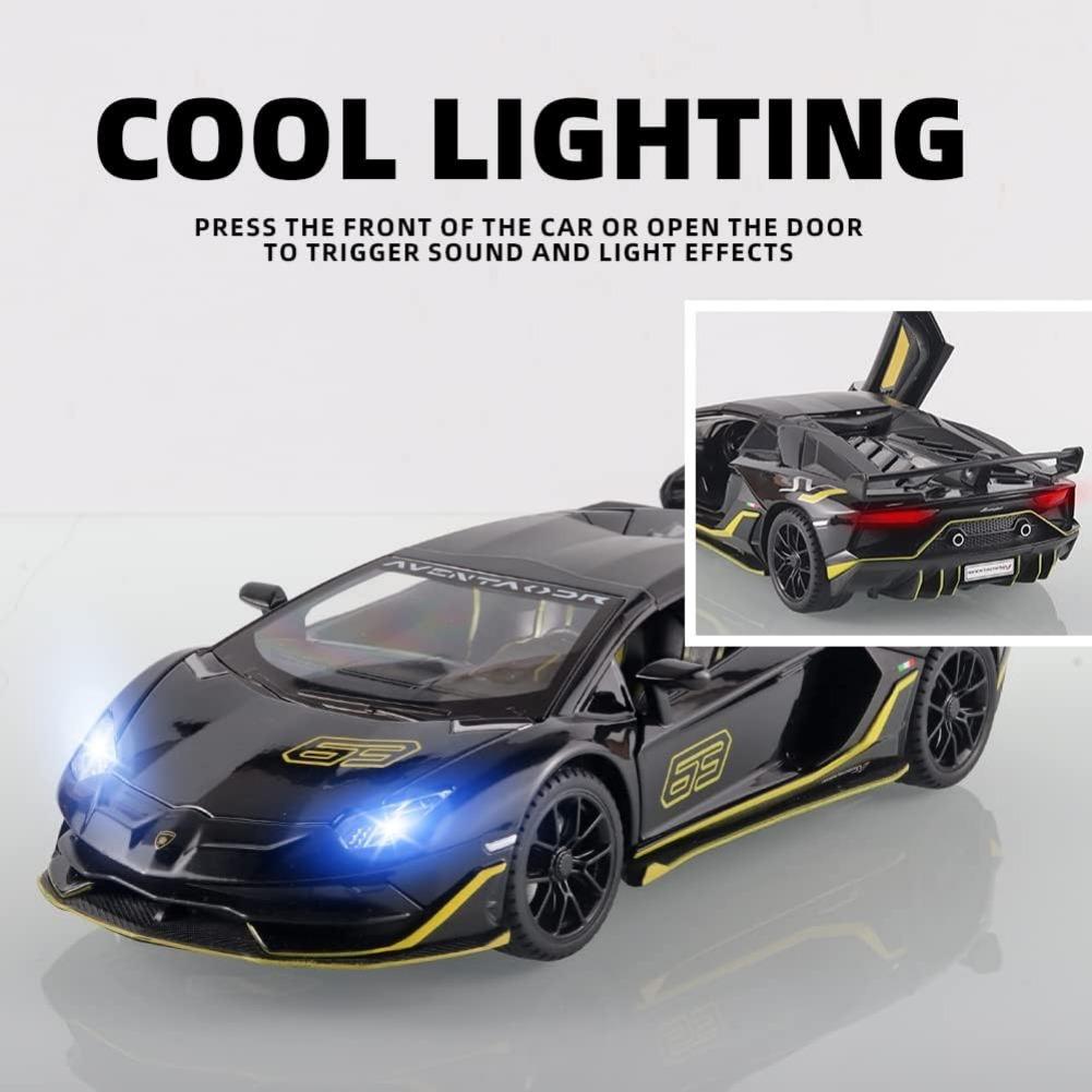 1/24 спортивный автомобиль Lambo SVJ 63, литой металлический автомобиль, игрушки, модели автомобилей со съемной крышей, звуковой подсветкой и откатом назад для детей от 3 лет и старше