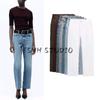 Spring New Women's Clothing Metal Button Decoration Multi-Color Selection Straight High Waist Casual Denim 6164059