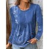 Spring and Autumn Round Neck 3D Floral and Paisley Printed Top Fashionable Casual Long Sleeved Women's T-shirts