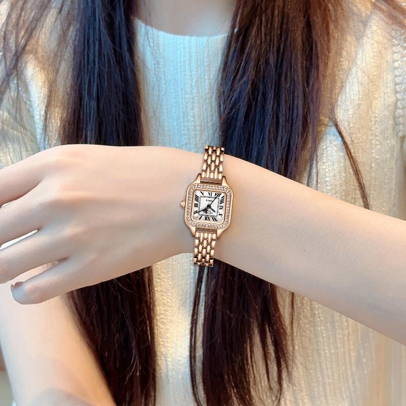 Disney Retro Roman Daily Versatile Starry Sky Commuter Original Design Niche High-End Square Quartz Watch Women watches Silver MK-11784W