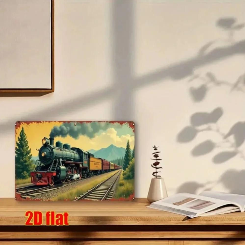 Винтажная металлическая табличка Southern Railroad - 2D Рустикальное искусство с поездом и горами для декора дома и гостиной