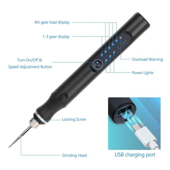 USB Rechargeable Engraving Pen Cordless Mini Electric Engraver Etching Machine Rotary Tool Engraved Jewelry Glass Stone Tool