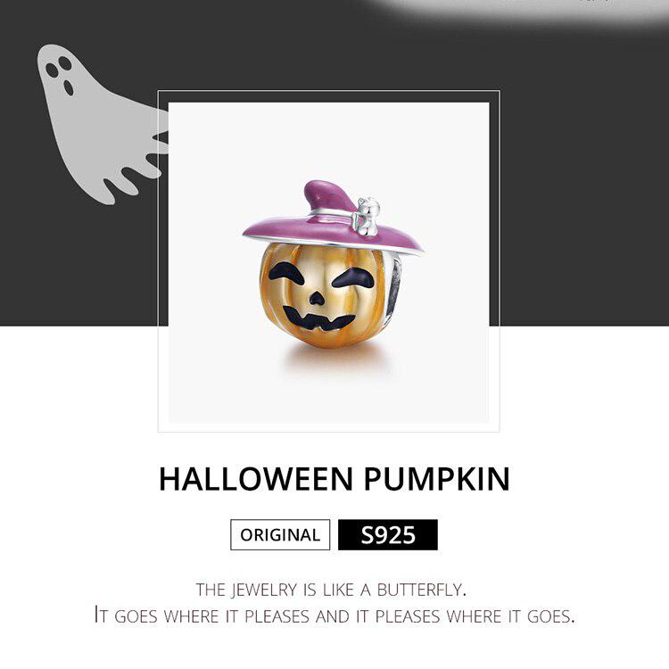 Bamoer из стерлингового серебра 925 пробы, подвеска в виде тыквы на Хэллоуин для оригинального посеребренного платинового браслета, ювелирные изделия