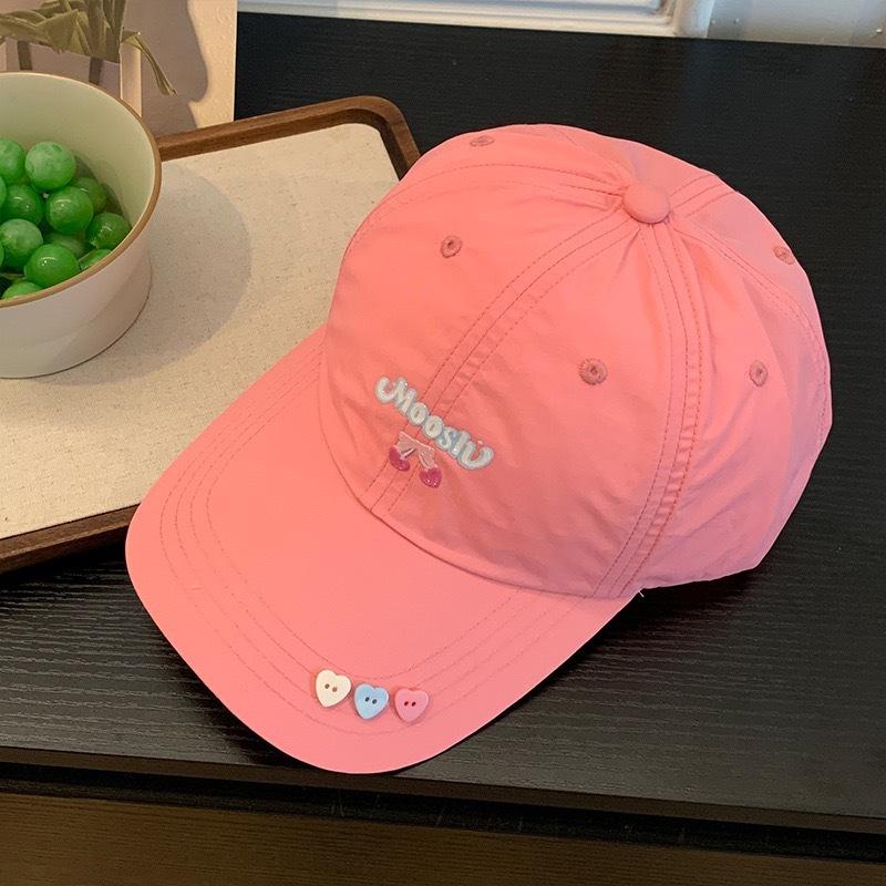 Spring And Summer Quick-Drying Sunshade Cap Children Cute Cherry Button Breathable Sports Baseball Cap
