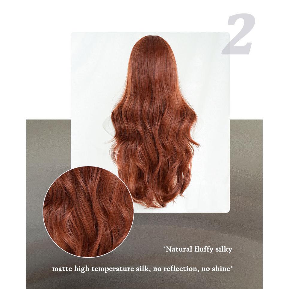 Alloy Orange Wool Curl Wig for Women - Curtain Bangs Full Cap Voluminous Natural, Heat Style Trim Ready, High Quality Daily