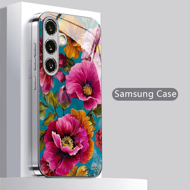 Яркий узор из цветочных гроздей 2D Чехол для телефона Samsung S26 S25 S24 S23 S22 S21 S20 A56 A36 A16 - Стеклянная защитная крышка
