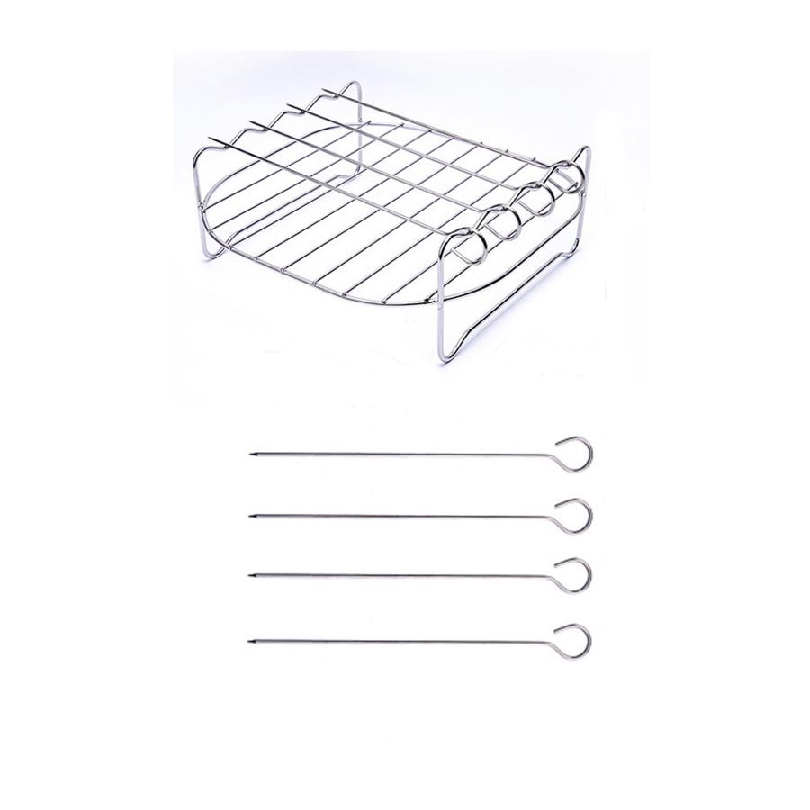 Гриль для аэрофритюрницы, электрическая фритюрница из нержавеющей стали, аксессуары для гриля, 4-контактная двухъярусная решетка для аэрофритюрницы с зажимом для еды