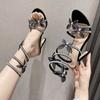 Fashion Sexy Rhinestone Butterfly Decoration Women Stiletto Sandals Narrowband Strap Thin High Heels Gladiator Summer Party Shoes