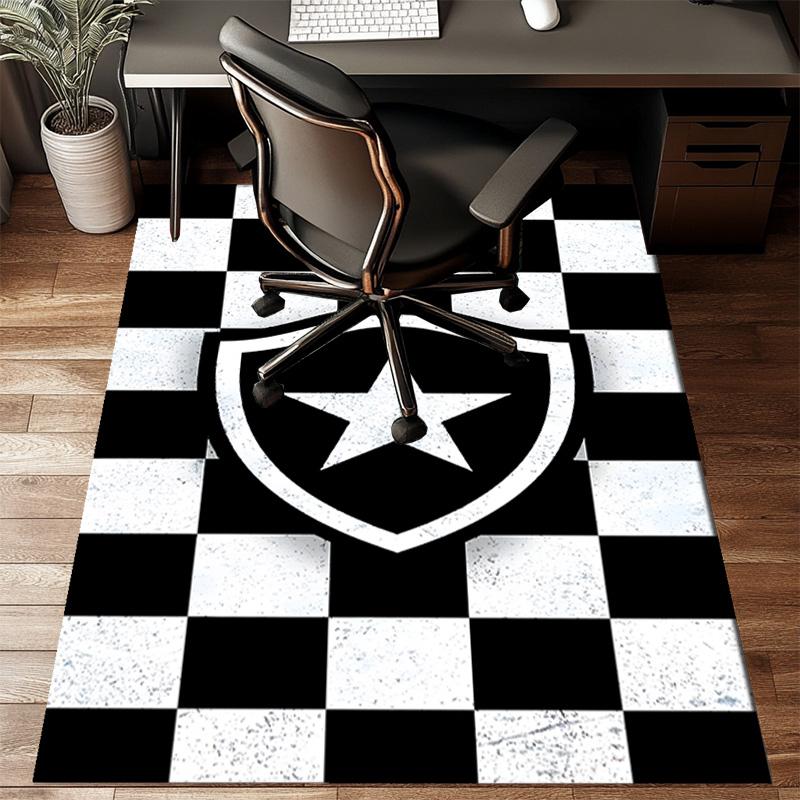 Shield With Star Emblem Printed Office Carpet Chair Cushion Entryway Rug, Rugs for Living Room, Bedroom Christmas gifts