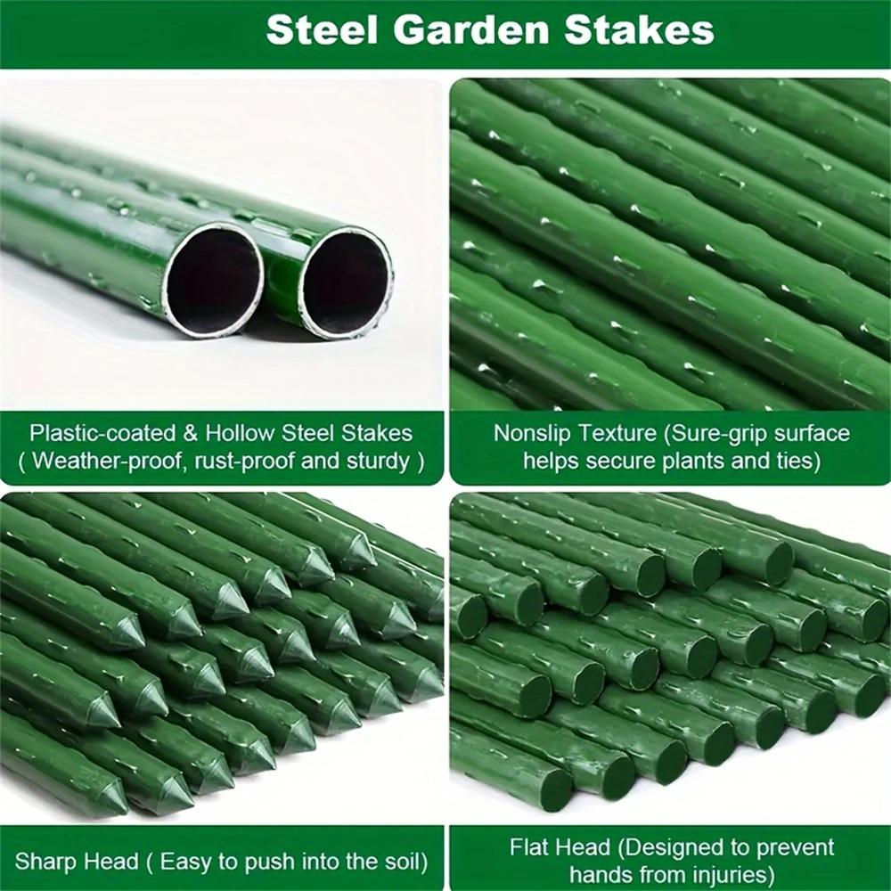Plant Stakes Gardening Pillar Plastic Coated Steel Pipe 40Cm/60Cm Length Supporting Climbing Flowers Fruits Vegetables Support