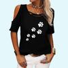 Женская повседневная футболка с принтом, модный топ с открытыми плечами, женская футболка с коротким рукавом и круглым вырезом