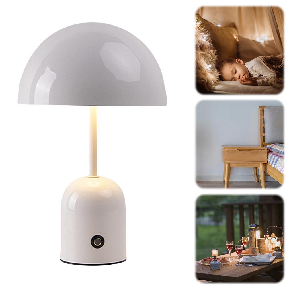 LED Mushroom Light USB Rechargeable 1800mAh Cordless Mushroom Table Lamp Creative Nordic Style Table Lamp for Bedroom/Restaurant