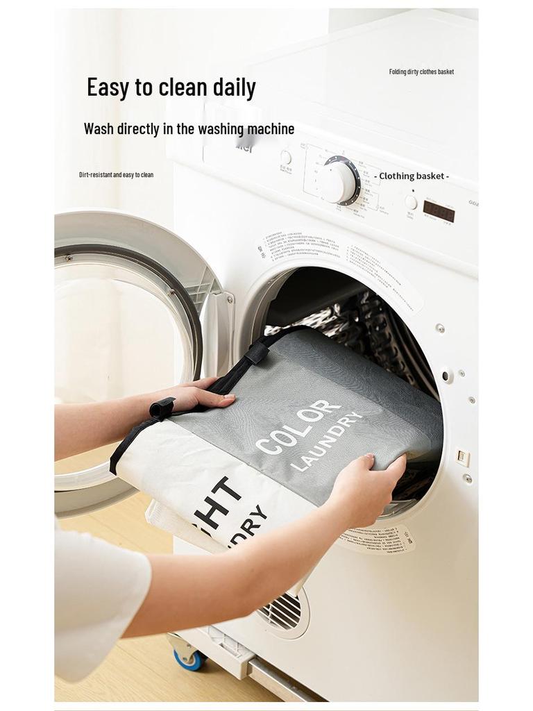 Waterproof Foldable Oxford Cloth Laundry Hamper with Lid for Bathroom Use
