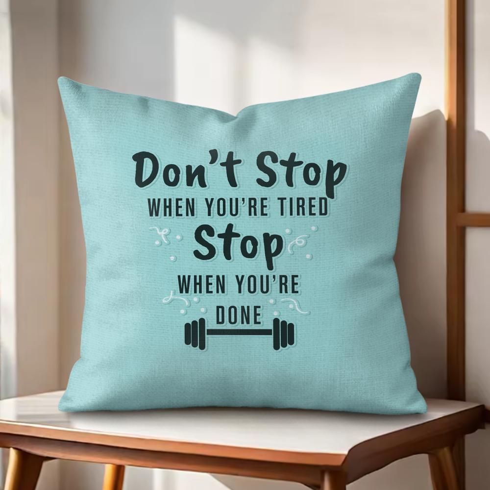 No Pain No Gain Cushion Cover Natural Linen Organic Fabric DoubleSided Printing Couch Pillow Covers Home Decor