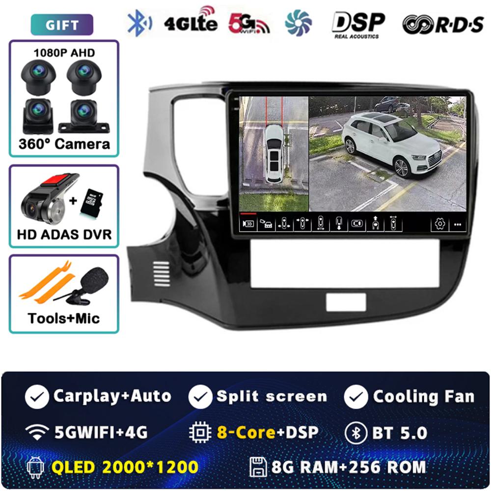 Android 14 Carplay Car Radio для Mitsubishi Outlander 3 III GF0W GG0W 2018 - 2022 Мультимедийный видеоплеер Навигация GPS Стерео