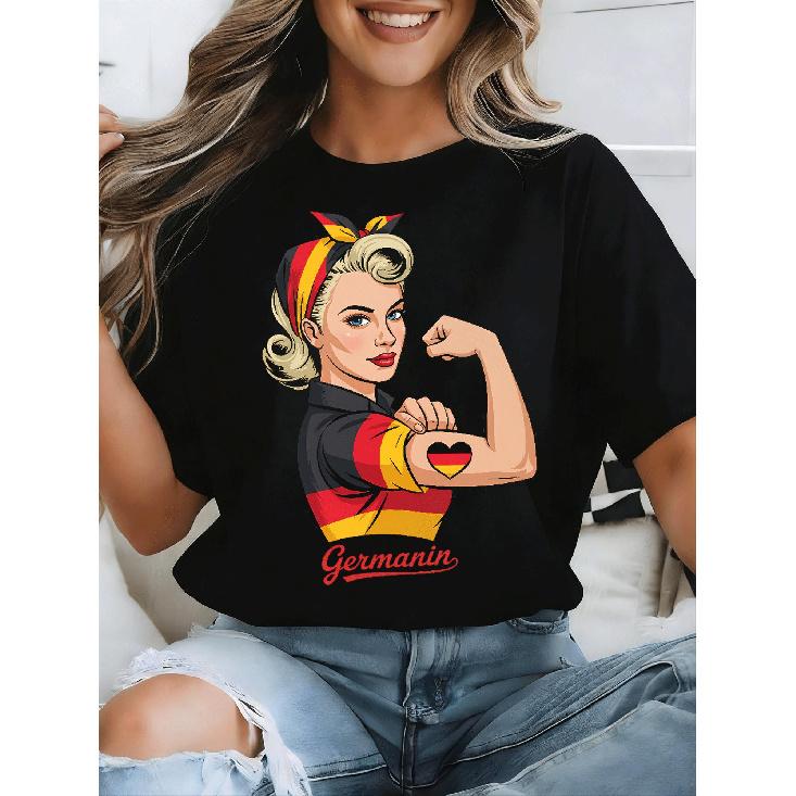 German Women'S Football Fans One Team, One Dream! (4) Overseas Printing Y2K Oversized Unisex T-Shirt For Men Women Retro 2000S Streetwear Baggy