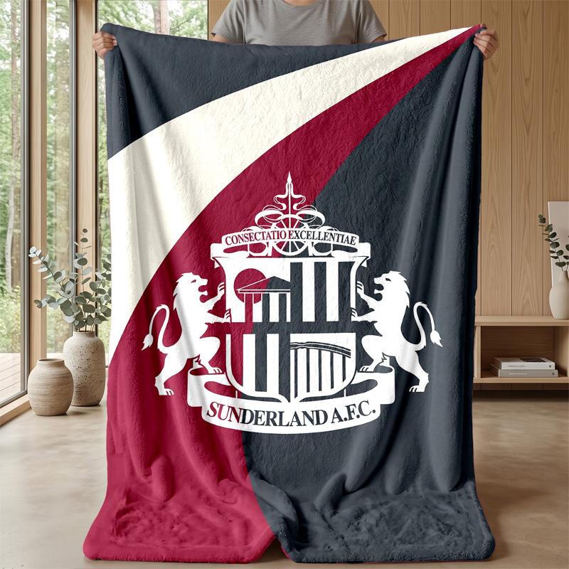 Sunderland Football Print Flannel Blanket, Soft Warm Lightweight Throw Blanket for Sofa Bed Camping