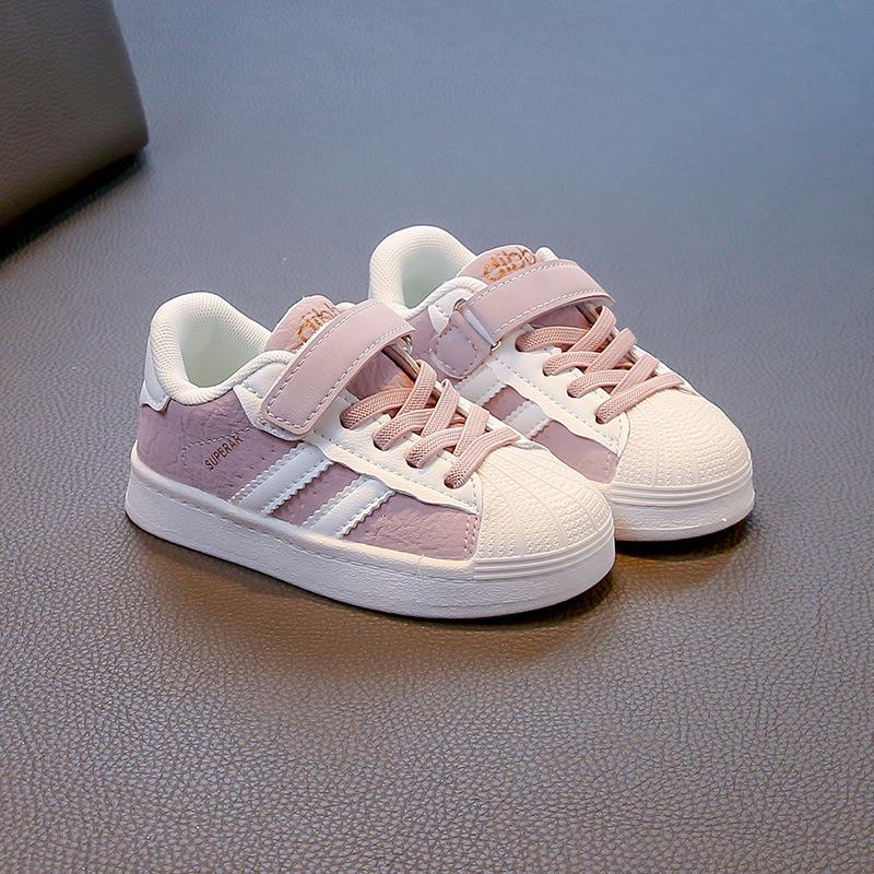 Children's Little White Shoes 2025 Autumn New Girls Shell Head Casual Board Shoes Soft Sole Boys Sports Shoes Baby Shoes