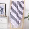 Turkish Cotton Striped Beach Towel with Tassels – Absorbent, Ideal for Bathing, Swimming, and Sun Protection