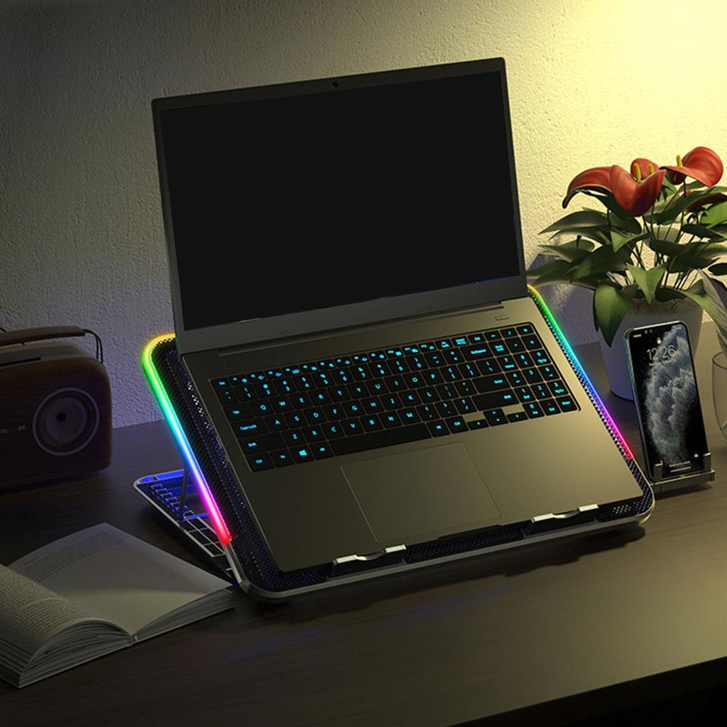 RGB Laptop Cooling Pad Gaming Laptop Cooler Laptop LED Fans Cooling Stand Adjustable Cooling Fans for 15.6inch Laptop