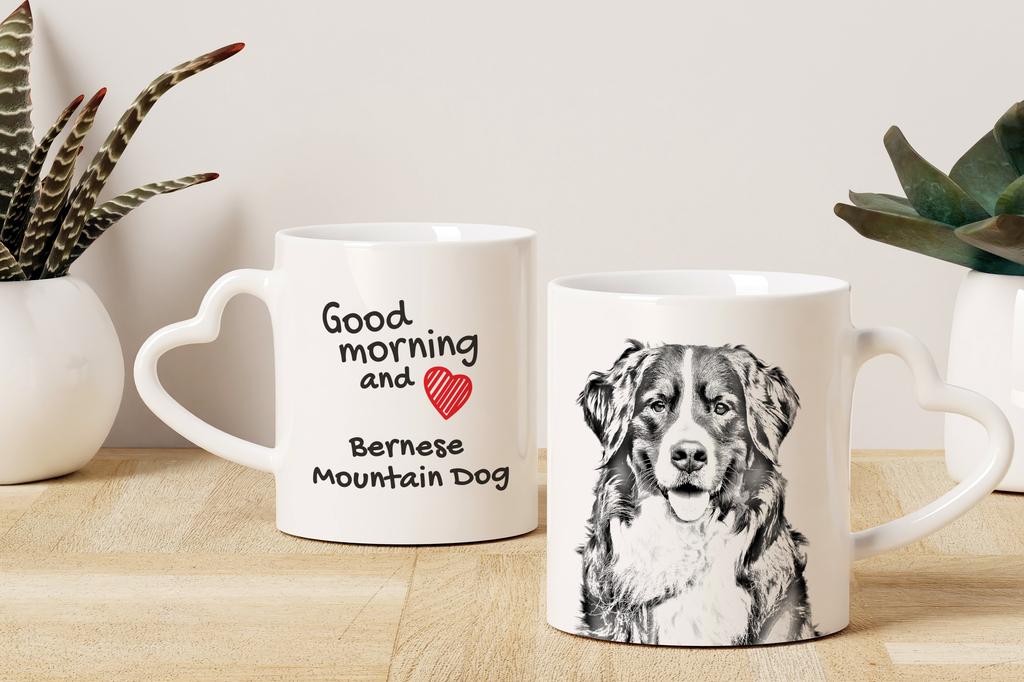 Bernese Mountain Dog, Berner Sennenhund - cup with a dog, adorable cup with a heart-shaped handle, universal gift from the Art-Dog brand