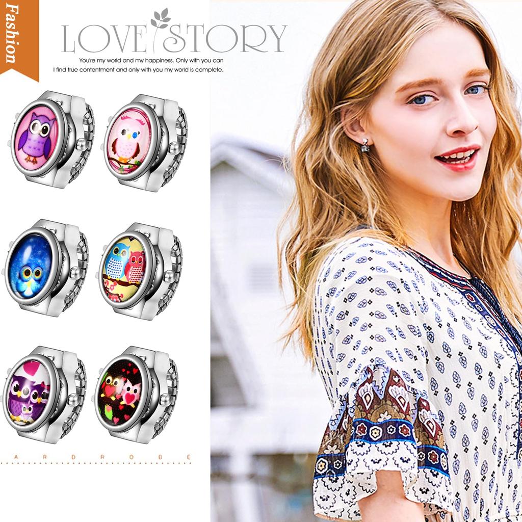 Кольцо Часы Сова Кольцо Бесплатно Милые Часы Кольцо Аналоговые Водонепроницаемые Кварцевые Часы Сплав Нержавеющая Сталь Серебро Подарок На День Рождения Рождество Для Подруги