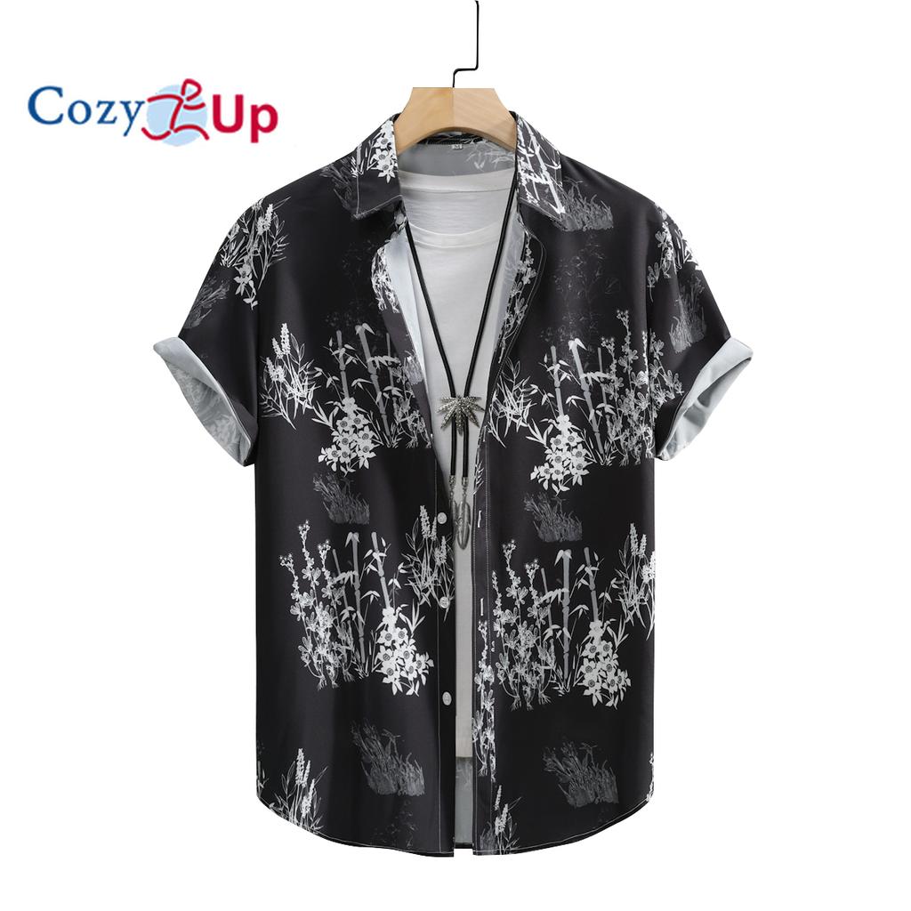 Гавайская рубашка с бамбуковым узором, мужская повседневная рубашка с короткими рукавами и принтом по всей длине для летнего пляжного курорта
