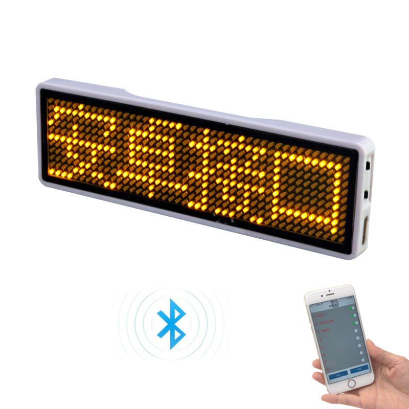 Светодиодный Bluetooth значок с экраном для визитки - Сменяемый текст, Бегущая строка, Мобильный адаптер, Идеально для идентификатора водителя такси.