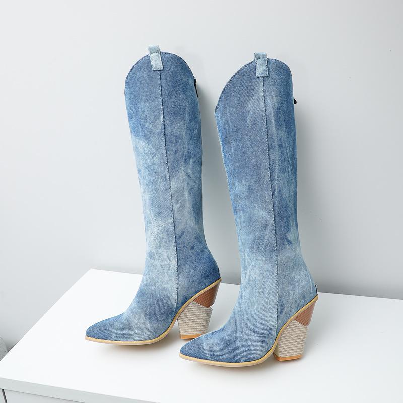 Индивидуальные туфли-клинья для женщин, с острым носком, на высоком каблуке, женские сапоги 2025, новые зимние сапоги до колена, женские, больших размеров 41-48 WSH3745