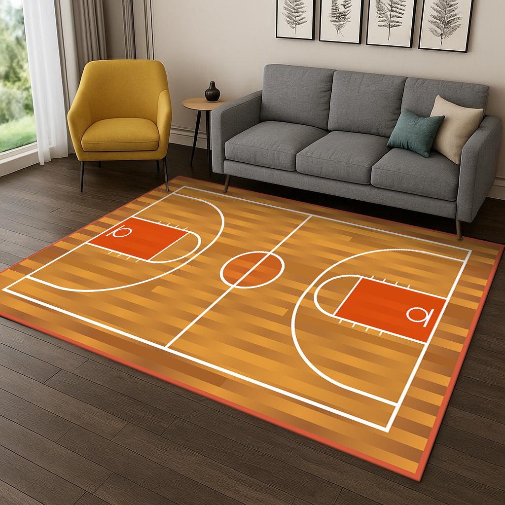 Basketball Court Sports Cartoon Carpet Carpet Rug for Sofa Bedroom Living Room Doormat Home Decor,Kid Game Non-slip Floor Mat