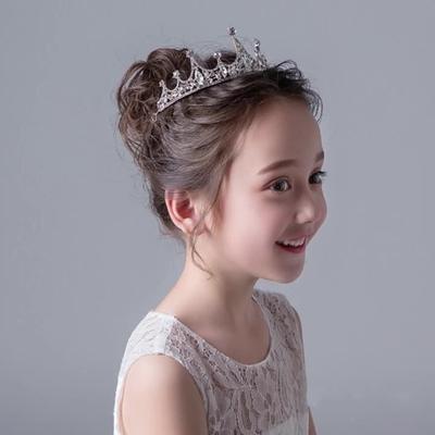 Детский головной убор в виде короны для девочек, повязка на голову с кристаллами, детский день рождения, представление, свадьба, темперамент, роскошь