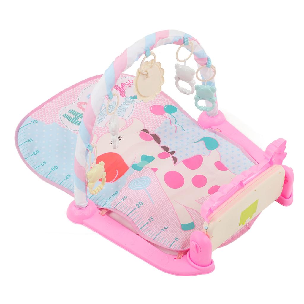 Baby Gym Play Mat Learning Sensory Sound Light Infant Kick Play Piano Mat with Rattles Toy Pink for