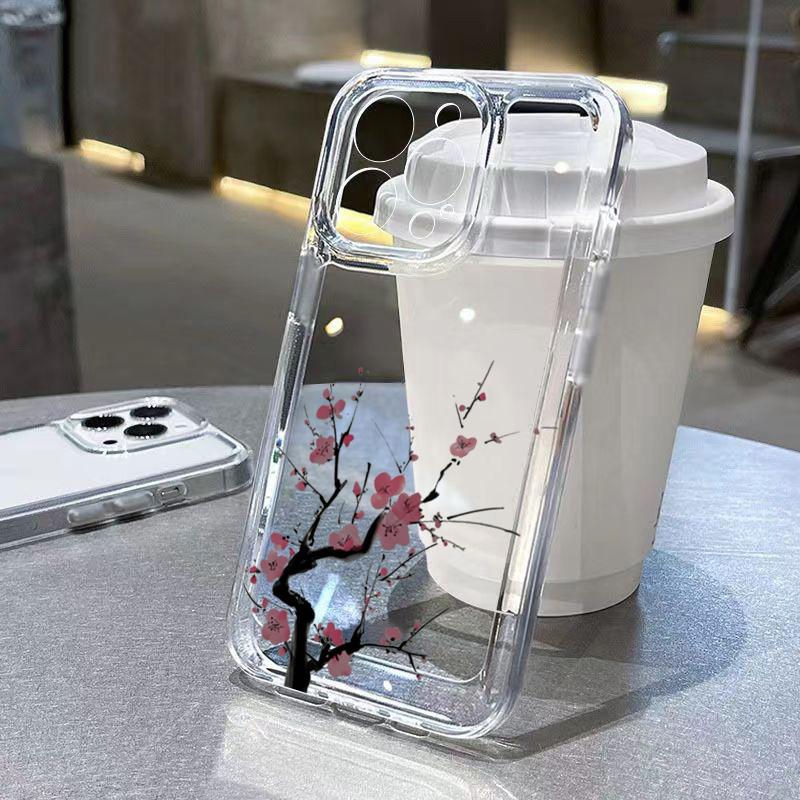 Butterfly and flower patternr Phone Case For IPhone 17 16 15 Pro Max 14 13 12 11 Plus 17e 16e Transparent Bumper Cover