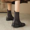 Krazing Pot Зимние ботинки челси из коровьей кожи с квадратным носком и средним каблуком, женские трикотажные без шнуровки, эластичные ботильоны
