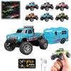 RC Truck USB-C Rechargeable Underflow With Trailer, 1:64 Scale Truck Remote Control Car With Lights, 2.4Ghz Remote Control