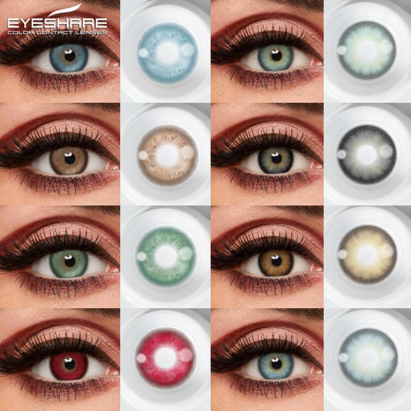 Eyeshare 2 шт = 1 пара цветных контактных линз для глаз, голубые цветные линзы, красные линзы, натуральные линзы на год 14,2 мм