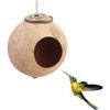 Natural Coconut for Shell Bird Nest House Hut Cage Feeder Toy with Hanging Lanyard for Pet Parrot Budgie