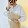 Женская соломенная плетеная косметичка однотонная сумочка для макияжа и помады летний пляжный клатч