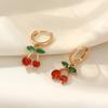 Комплект из 3 предметов, модные серьги-подвески из циркония и вишни с ожерельем из нержавеющей стали, комплекты ювелирных изделий для женщин, повседневные украшения, аксессуары для рождественской вечеринки