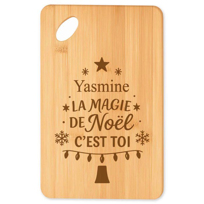 Planche à découper - PLANETEE - Yasmine Magie de Noël Sapin - Bambou - Gravée motif sapin - Découpe & plateau apéro