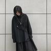 Женская блузка, асимметричный топ в японском стиле, уличная одежда, крутая черная рубашка в стиле панк, альтернативная одежда с длинными рукавами и длинными рукавами