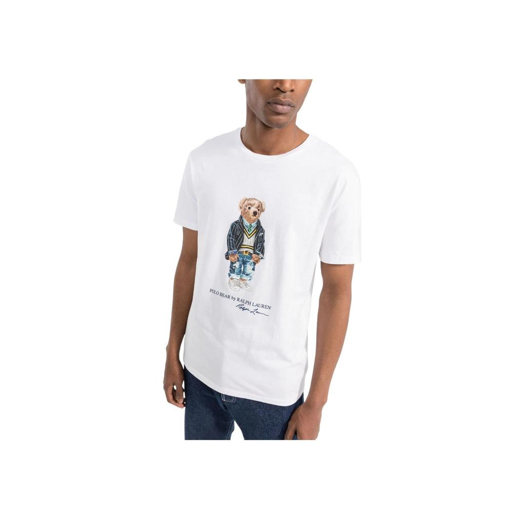 Polo Ralph Lauren SS22 Bear Print Crew Neck Short Sleeve T Shirt Men Tops White 710853310-008