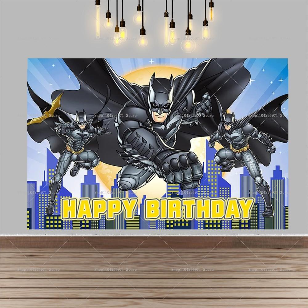 Cartoon Batman Super Hero Backdrop Gotham City Theme Kids Boys Birthday Party Decor Baby Shower Photography Background