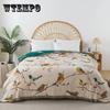 Farmhouse Cotton Four-layers Gauze Plus Towel Quilt Gauze Throw Blanket Hawthorn Bird Pattern Bed Cover Lunch Break Blanket Bed Sheet Gauze Blanket