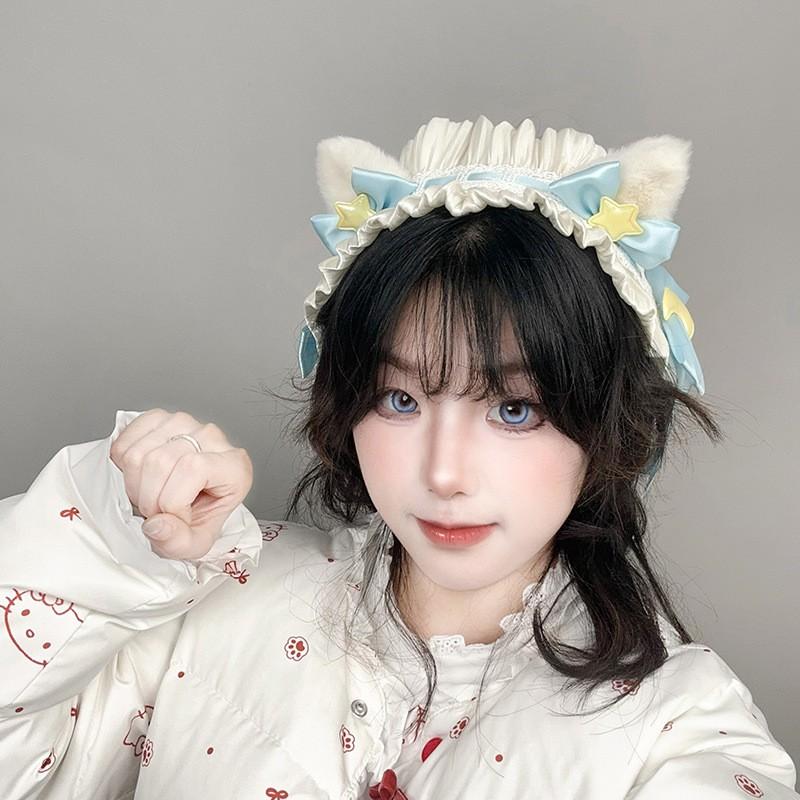 Lolita Plush Cat Ear Headband Cosplay Girl Hair Accessory Y2K Sweet Headwear