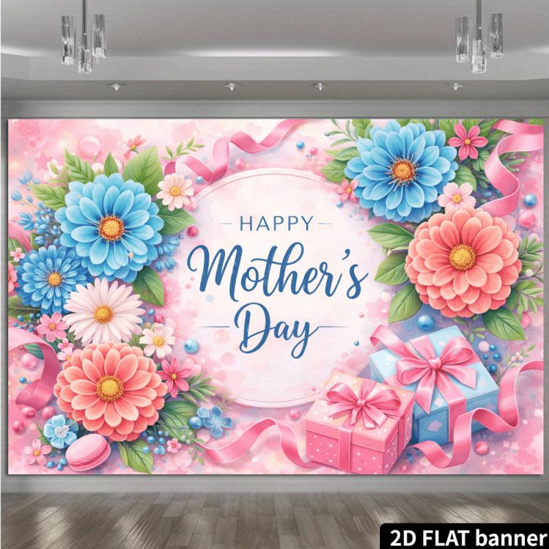 1 piece, 2D flat design, Mother's Day themed backdrop, warm atmosphere, suitable for indoor/outdoor celebrations, wsj