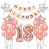 Набор воздушных шаров на 18-летие из розового золота, большой флажок «С днем рождения», шары-звезды и латте, товары для вечеринки