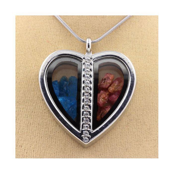 Камни и минералы. Колье Неоново-голубой апатит + Необработанная шпинель. Модель сердца.
